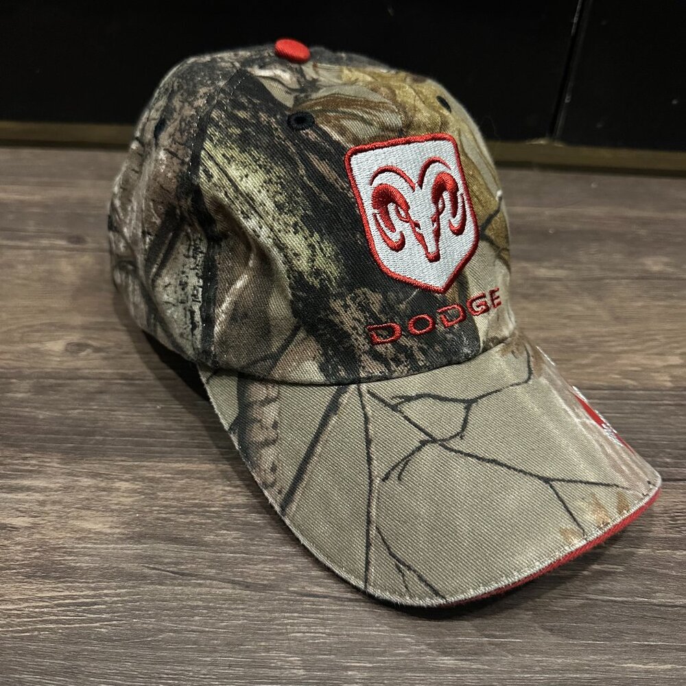 Vintage Dodge Camo Baseball Hat with Embroidered and Vinyl Flames + Checkerboard